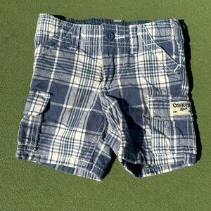 OshKosh B'gosh Blue and White Plaid Cargo Shorts